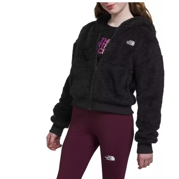 NWT The North Face Girls Suave Oso Full Zip Hooded Jacket in Black - Picture 2 of 10